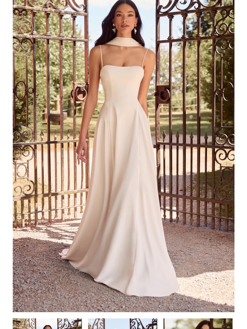 Paloma Blanca Cream A-Line Bridal Gown (no neck scarf/straps included)